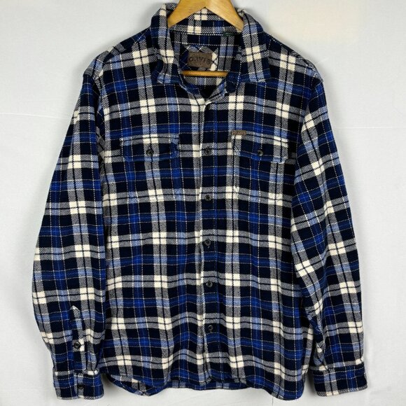 Orvis Mens Plaid Flannel Shirt Jacket Shacket Sz L eavyweight Outdoor Lumberjack - Picture 1 of 11